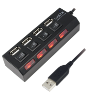 Picture of Logilink USB 2.0 HUB, 4-port, On/Off, crni sa napajanjem