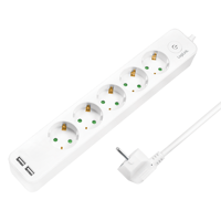 Picture of Logilink produžni kabl 5 mesta, 2 USB, prekidač, 1.5m, beli