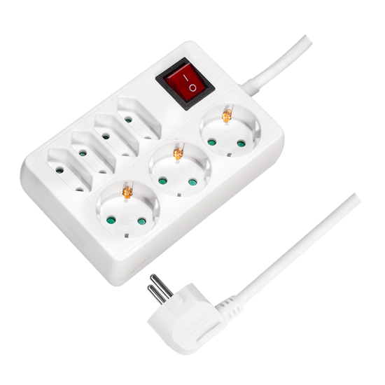 Picture of Logilink produžni kabl 7 mesta, 3x CEE 7/3, 4x CEE 7/16, prekidač, 5.0m, beli