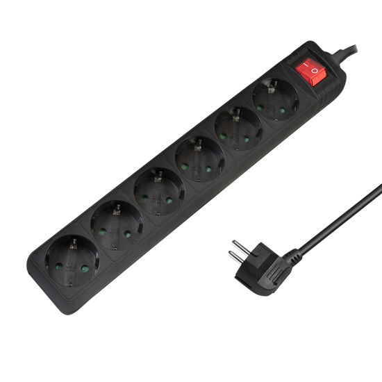 Picture of Logilink produžni kabl 6 mesta, prekidač, 1.5m, crni