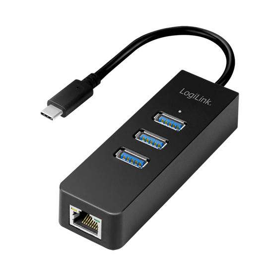 Picture of Logilink USB 3.2 Gen 1 Hub, 3-port, USB type C - Gigabit Ethernet