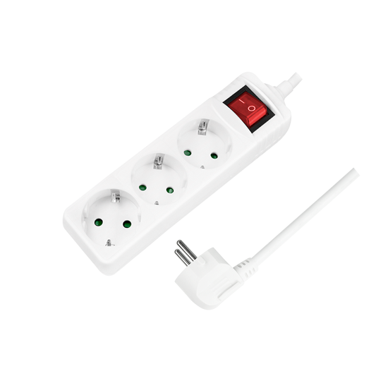 Picture of Logilink produžni kabl 3 mesta, prekidač, 1.5m, beli