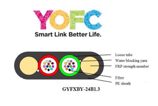 Picture of YOFC Optički kabl 24FO 2km outdoor FTTx, Flat Drop, G652D, FRP, HDPE, loose tube